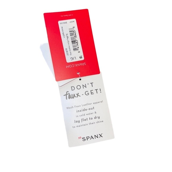 SPANX Faux Leather Leggings for Women Tummy Control with Side Stripe | Size L - Picture 6 of 6